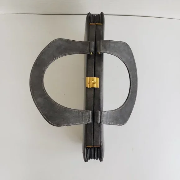 Vintage 60s Susan Gail Original accordion style top handle marble grey handbag - Picture 7 of 12